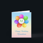 Monogram Rainbow balloons flower Grandson Birthday Card<br><div class="desc">Monogrammed Birthday card for your Grandson - Colorful Rainbow balloons flower and confetti.  You can adjust text according to your requirement,  change font,  color and size in front of the card and inside.</div>