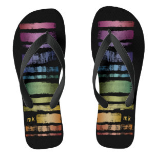 Monogram Rainbow Brush Strokes LGBTQ ID656 Flip Flops