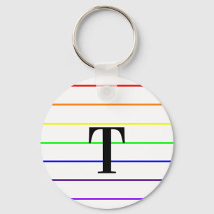 Monogram Rainbow Colour Stripes Key Ring