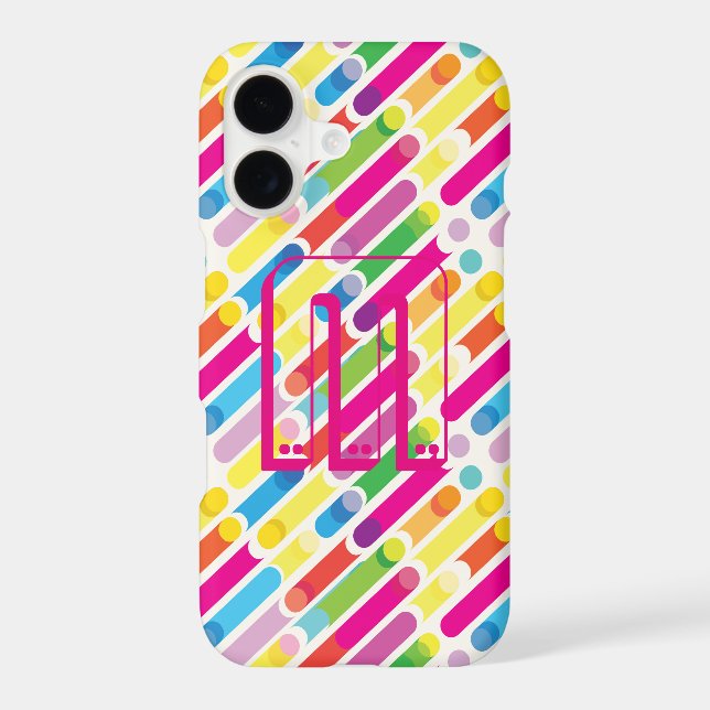 Monogram Rainbow Diagonal Lines Pattern Pop Art (Back)