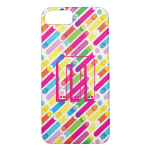 Monogram Rainbow Diagonal Lines Pattern Pop Art iPhone 8/7 Case