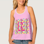Monogram Rainbow Diagonal Lines Pattern Pop Art Tank Top<br><div class="desc">Monogram Rainbow Diagonal Lines Abstract Geometric Colourful Pattern Pop Art Trendy Design For All Occassion, Holiday, Birthday Party, Anniversary, Travel - gifts and presents for her, with Monogram text template. Summer Holiday. Red, Blue, Pink, Yellow, Violet, Magenta, Green - Abstract colours For Clothing & Shoes > Women > Clothing >...</div>