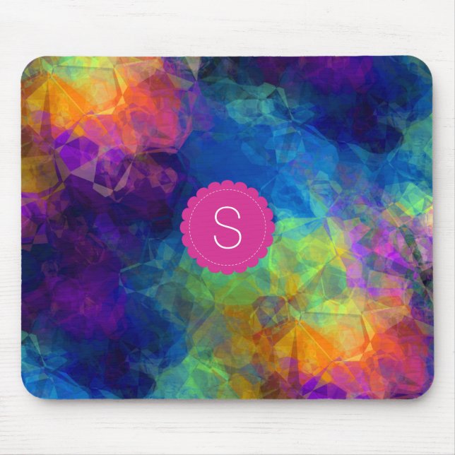 Monogram Rainbow Geologic Crystal Abstract Pattern Mouse Mat (Front)