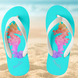 Monogram Rainbow Seahorse Kid's Flip Flops