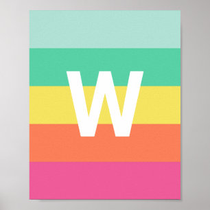 Monogram Rainbow Sherbet Colour Block Personalised Poster