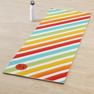 Monogram Rainbow Striped Personalised Yoga Mat