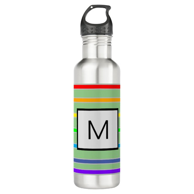 Monogram Rainbow Stripes 710 Ml Water Bottle (Front)