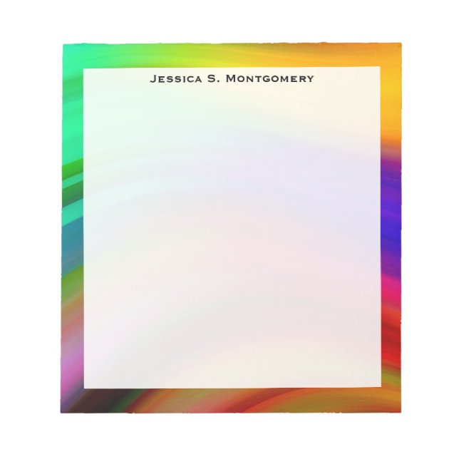 Monogram Rainbow Wave Stripes Notepad (Front)
