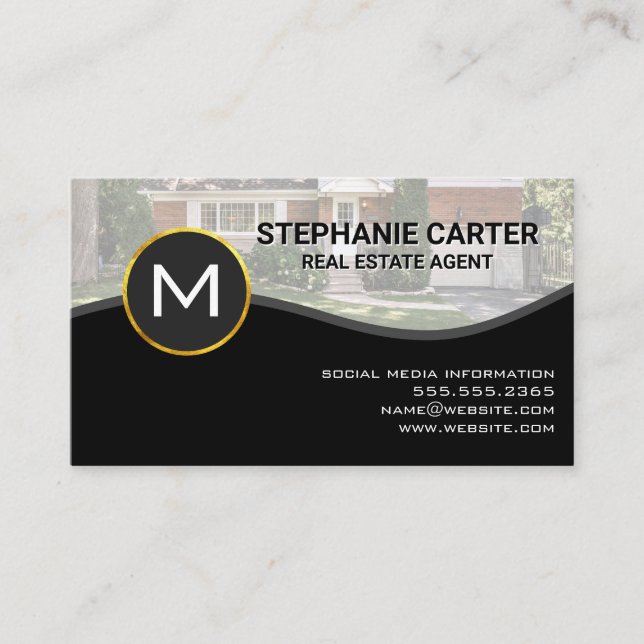 Monogram | Real Estate Agent | House Business Card (Front)