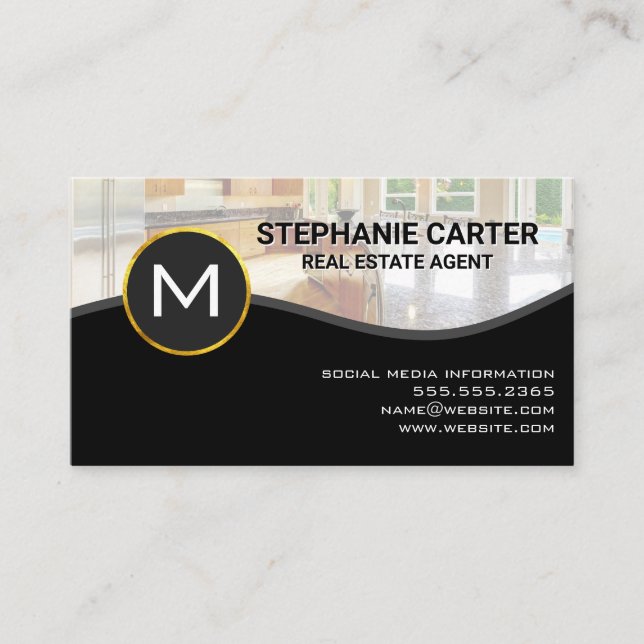Monogram | Real Estate Agent | Modern Kitchen Business Card (Front)