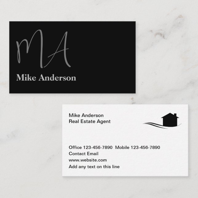 Monogram Real Estate Business Cards Style (Front/Back)