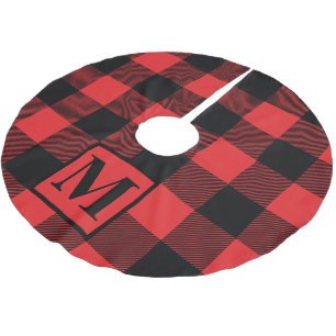 Monogram Red and Black Buffalo Plaid Brushed Polyester Tree Skirt