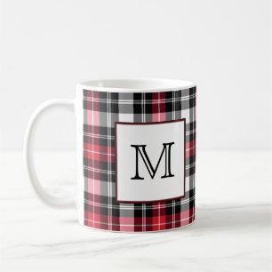 Monogram Red and Black Plaid Coffee Mug