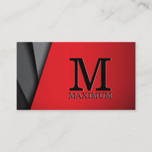 Monogram   Red Black Abstract Panels Business Card