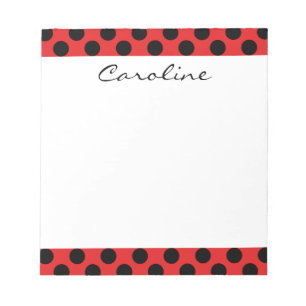 Monogram Red Black Cute Chic Polka Dot Pattern Notepad
