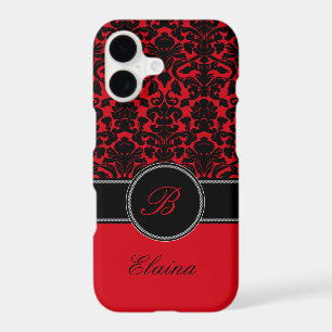 Monogram Red, Black, White Damask iPhone 7 Case