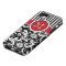 Monogram Red Black White Striped Damask