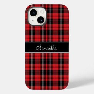 Monogram Red Black White Tartan Buffalo Plaid  Case-Mate iPhone 14 Case
