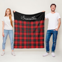 Monogram Red Black White Tartan Buffalo Plaid