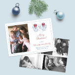 Monogram Red Blue Photo Collage Merry Christmas Holiday Card<br><div class="desc">** Photo credit: Photography © Storytree Studios, Stanford, CA ** / Elegant Christmas card design featuring a hand painted ginger jar vase with a red bow. On the front there is space for a photo and a single letter monogram. On the reverse there is space for a further five photos....</div>