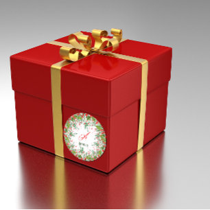 Monogram  Red Christmas Greenery  Classic Round St Sticker