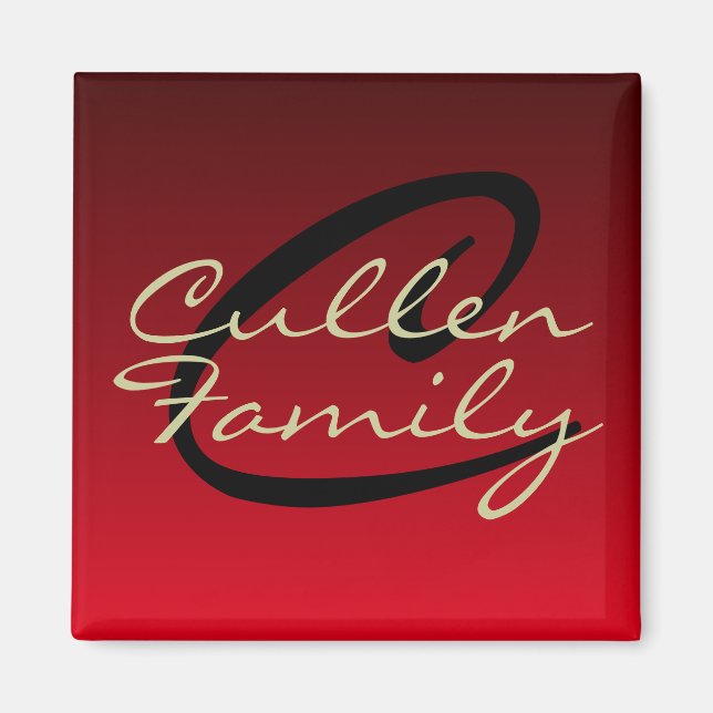 Monogram Red (Family) Square Magnet (Front)