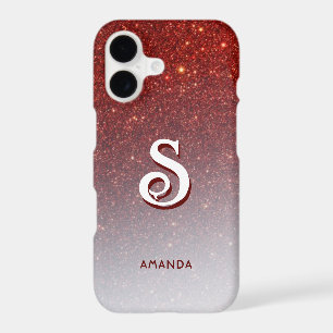 Monogram Red Glitter Ombre