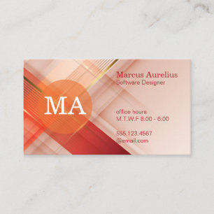 Monogram   Red Gold Abstract Background Business Card