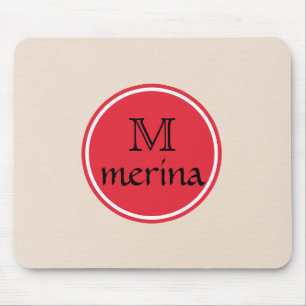 Monogram Red Gold Circle Mouse Mat