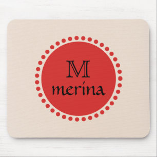 Monogram Red Gold Circle Mouse Mat