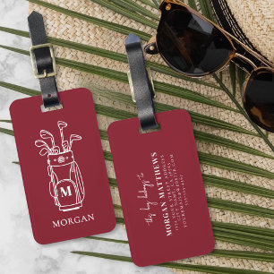 Monogram Red Golf Luggage Tag