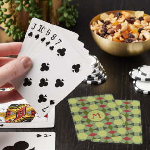 Monogram red green grey tiles playing cards