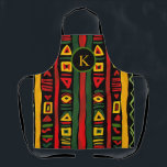 Monogram Red Green Yellow Black History Month Apron<br><div class="desc">The Monogram Red Green Yellow Black History Month Apron is a stylish and meaningful addition to your kitchen or event attire. Featuring bold and vibrant colours representing Black History Month—red, green, yellow, and black—this apron celebrates heritage and culture with pride. The personalised monogram adds a special touch, making it uniquely...</div>