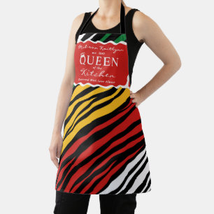 Monogram Red Green Yellow Black History Month Apron