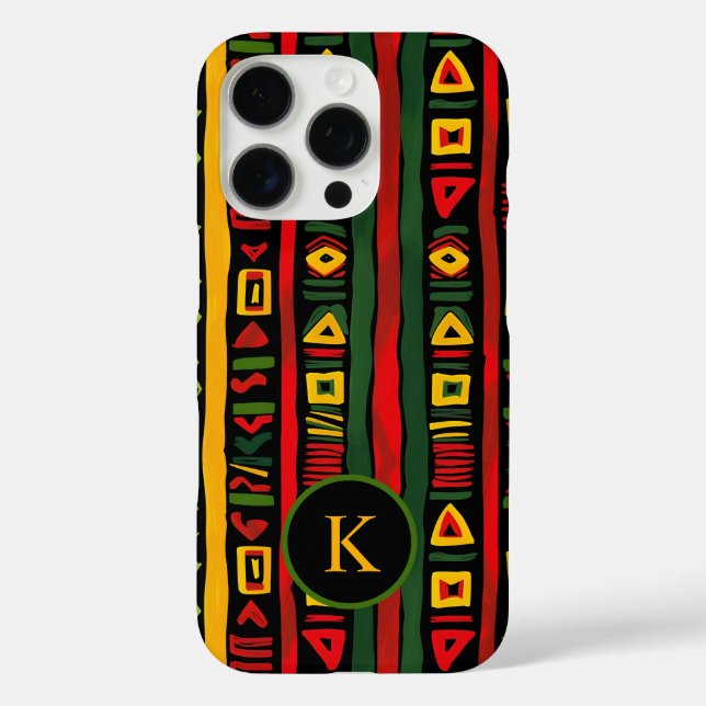 Monogram Red Green Yellow Black History Month Case-Mate iPhone Case (Back)