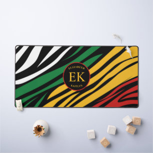 Monogram Red Green Yellow Black History Month Desk Mat