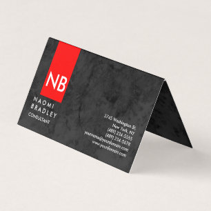 Monogram Red Grey Pattern Modern Consultant Business Card
