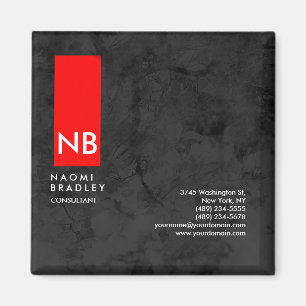 Monogram Red Grey Pattern Modern Consultant Magnet