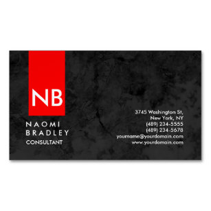 Monogram Red Grey Pattern Modern Consultant Magnetic Business Card