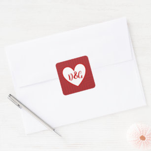 Monogram Red Heart Stickers