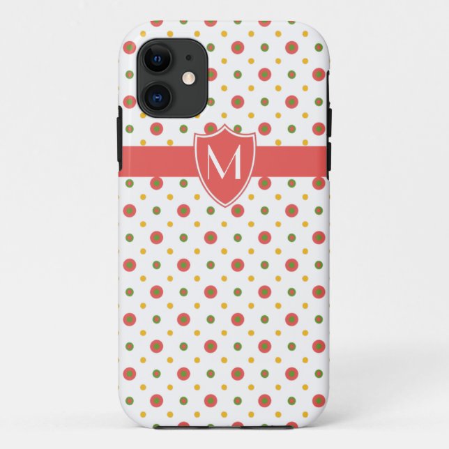 Monogram Red on White Polkas iPhone 5 Xtreme Case (Back)