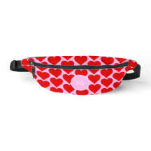 Monogram red pink heart pattern feminine