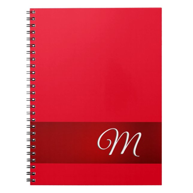 Monogram Red Plain Elegant Minimalist Calligraphy Notebook (Front)