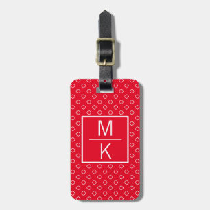 Monogram Red Polka Squares Splitter Luggage Tag