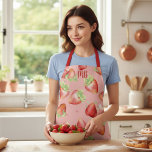 Monogram Red Strawberry Summer Fun Modern Girly Apron<br><div class="desc">This modern design features beautiful red strawberries on a pink background with your personalised monogram at the base #strawberry #kitchen #aprons #trendy #gifts #monogram #monogrammed #personalizedgifts</div>