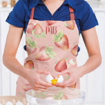 Monogram Red Strawberry Summer Fun Modern Girly Apron<br><div class="desc">This modern design features beautiful red strawberries on a pink background with your personalised monogram at the base #strawberry #kitchen #aprons #trendy #gifts #monogram #monogrammed #personalizedgifts</div>