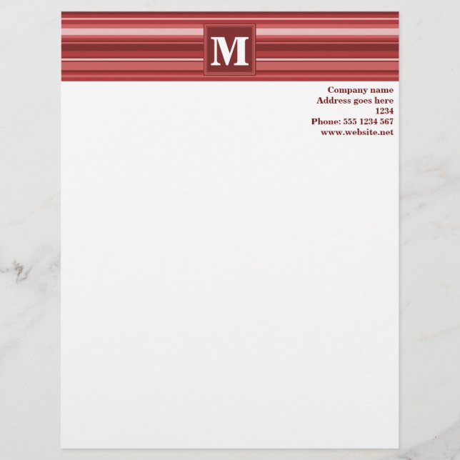 Monogram red stripes customised letterhead (Front)