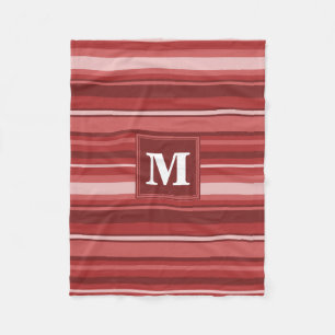 Monogram red stripes fleece blanket