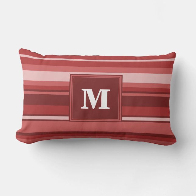Monogram red stripes lumbar cushion (Front)