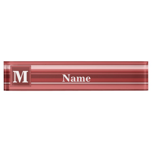 Monogram red stripes nameplate (Front)